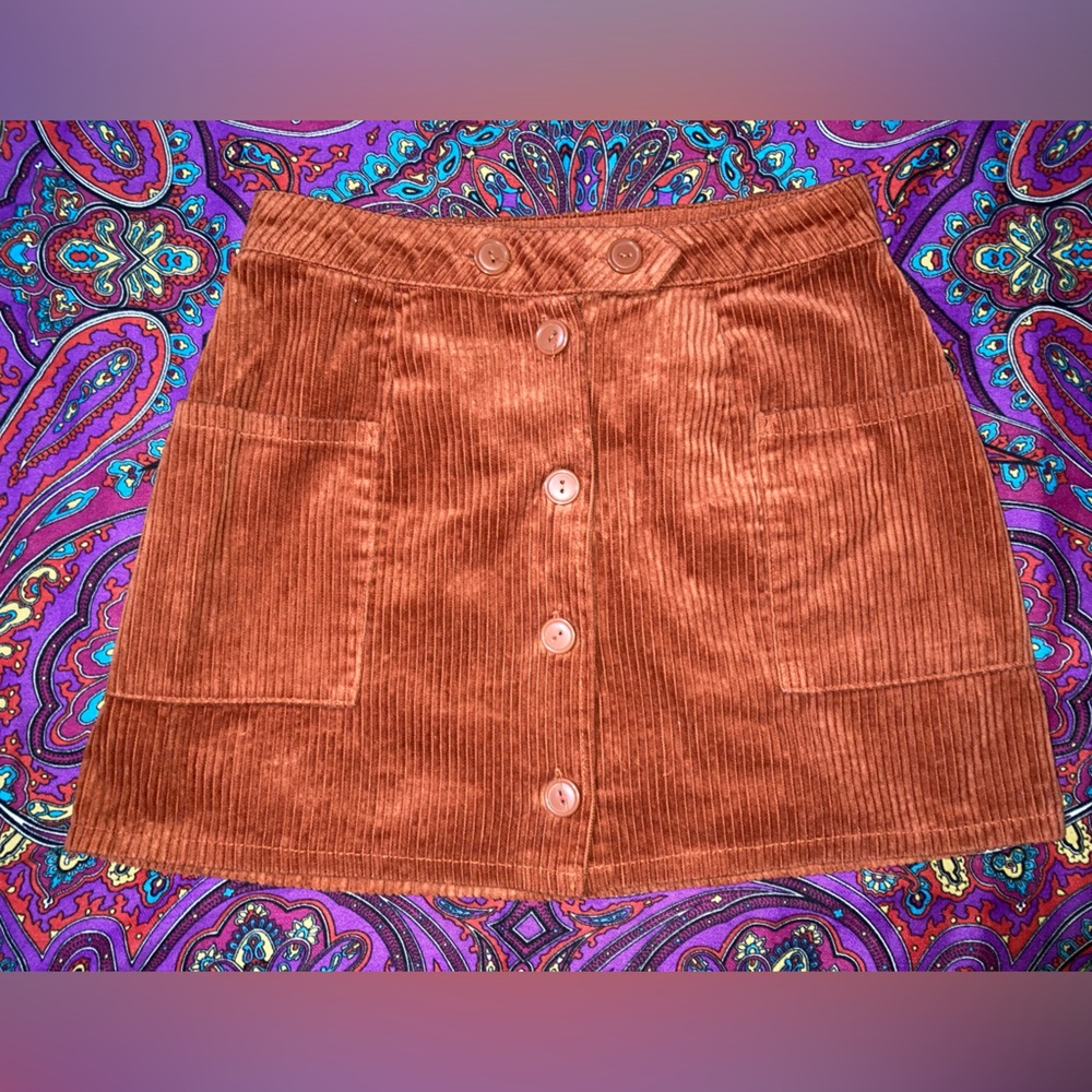 Orange corduroy feel skirt